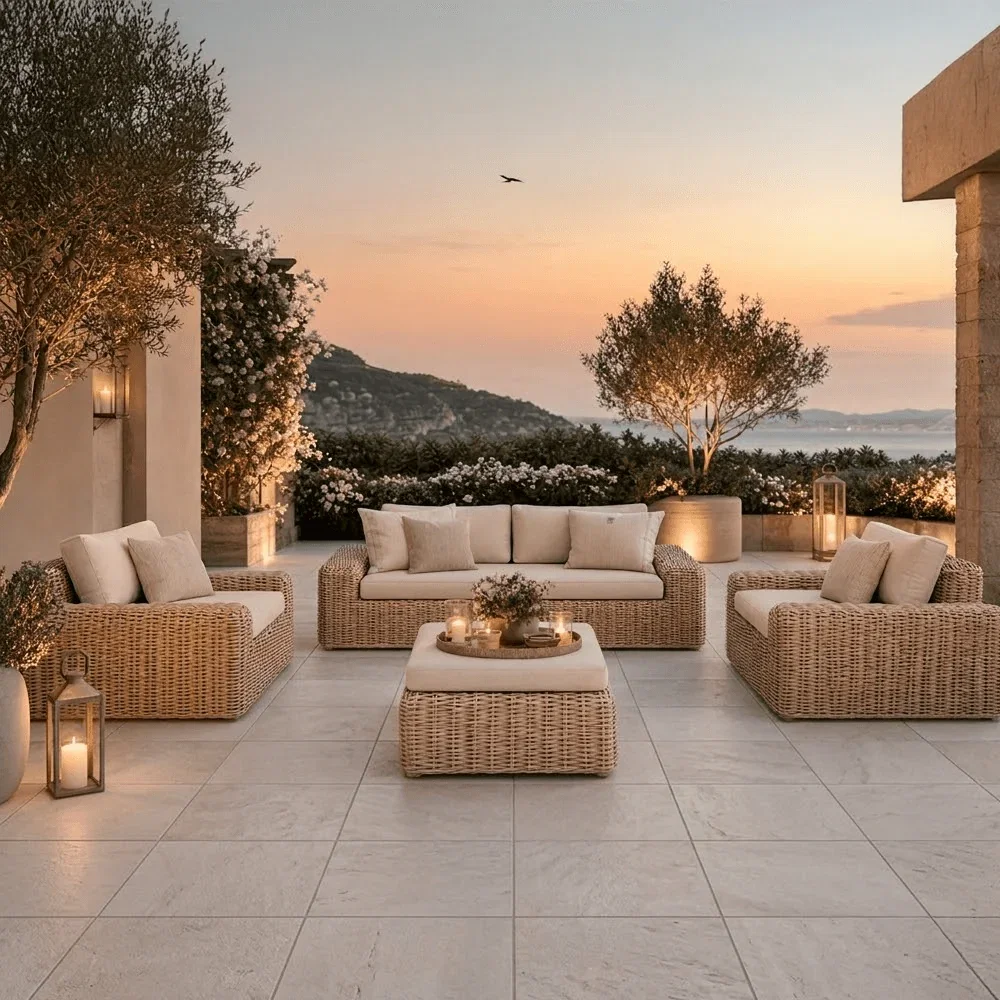 Seville Neutral Chunky Rattan Outdoor Lounge Sofa Set