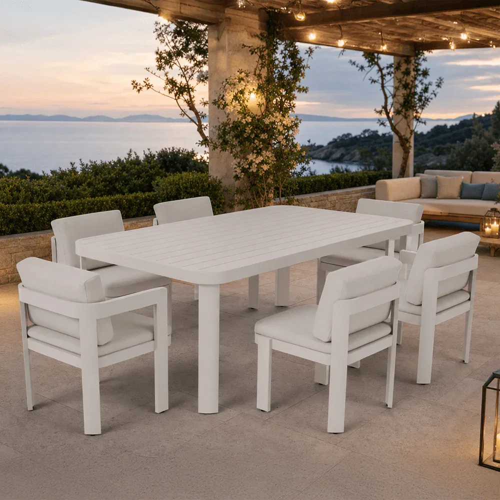 Ariel Cream 6 Seater Outdoor Dining Set