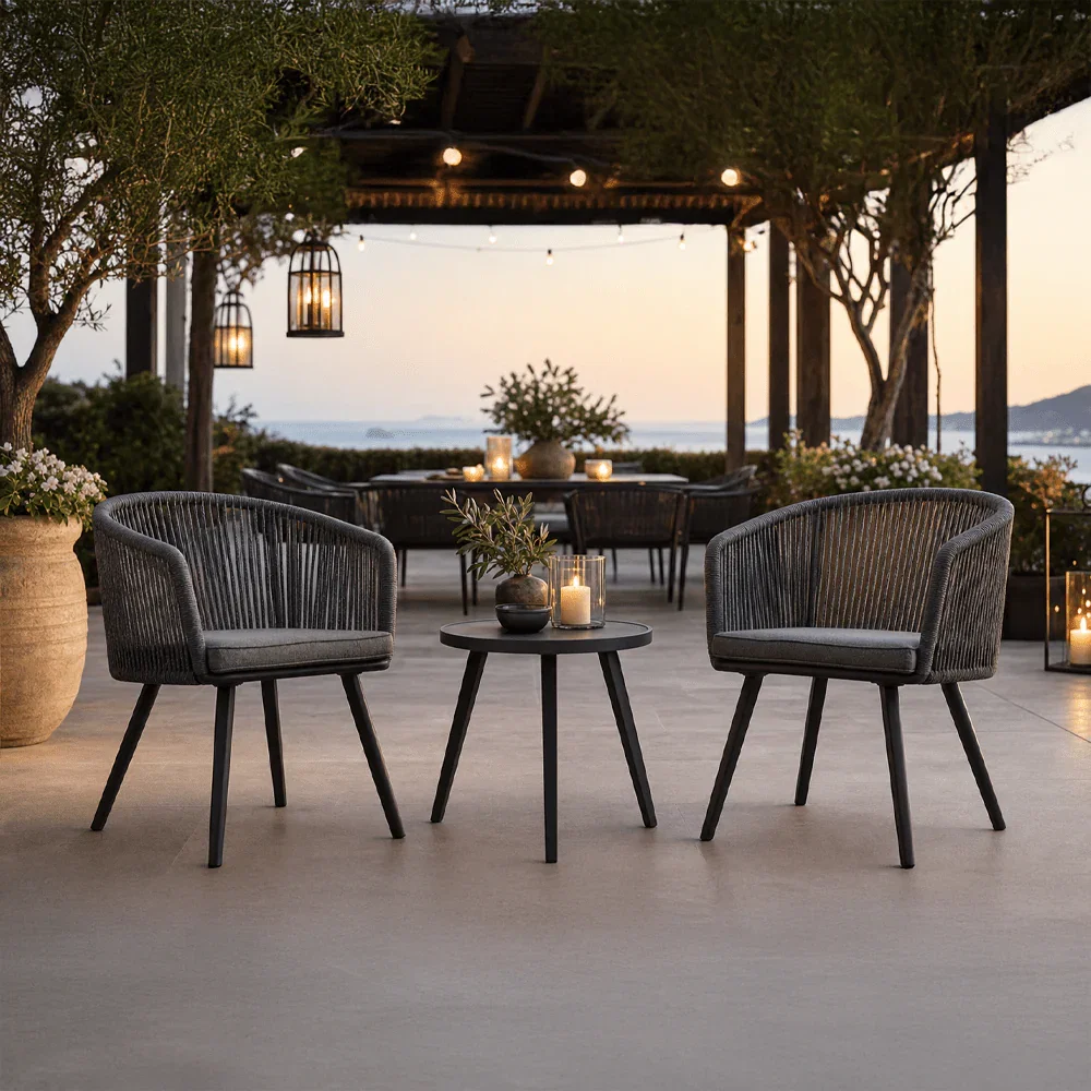 Cassiel Outdoor Black 2 Seater Bistro Set