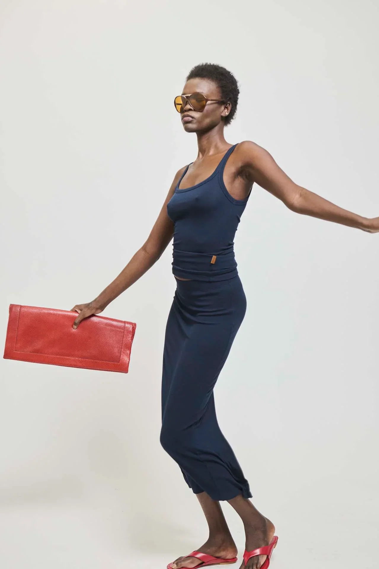 Image of The Rib Pencil Skirt in Navy