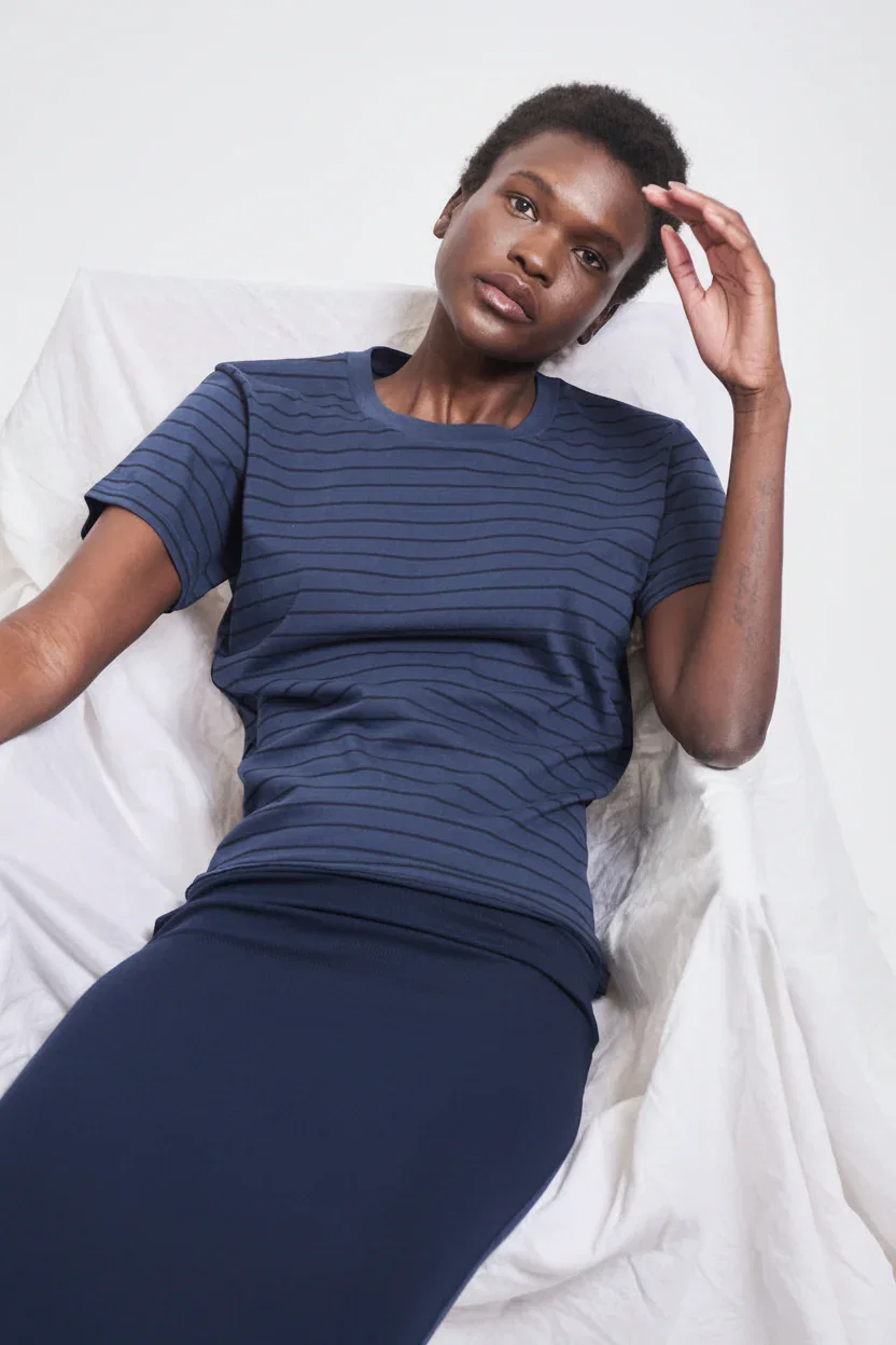 Image of The Chameleon Tee in Blue Stripe