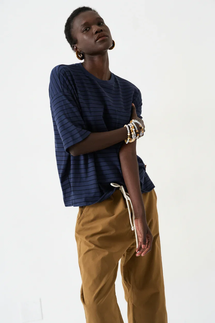Image of The Boxy Tee in Blue Stripe