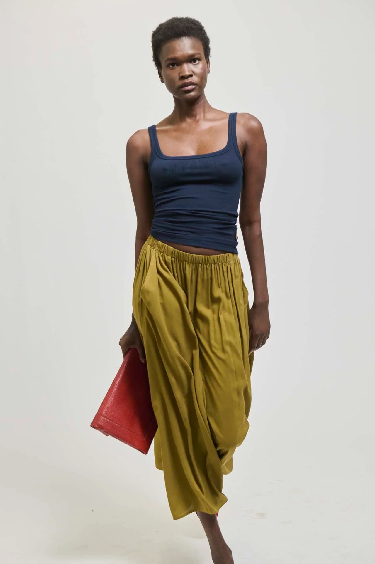 Image of The Midi Swing Skirt in Avo