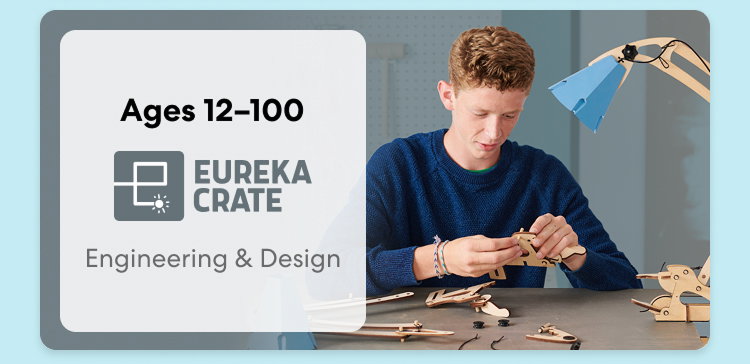 Teen exploring KiwiCo engineering crate for ages 12 and above
