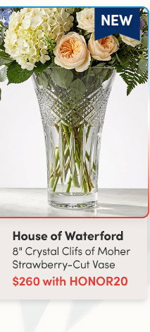 House of Waterford | 8" Crystal Clifs of Moher Strawberry-Cut Vase - $260 with HONOR20