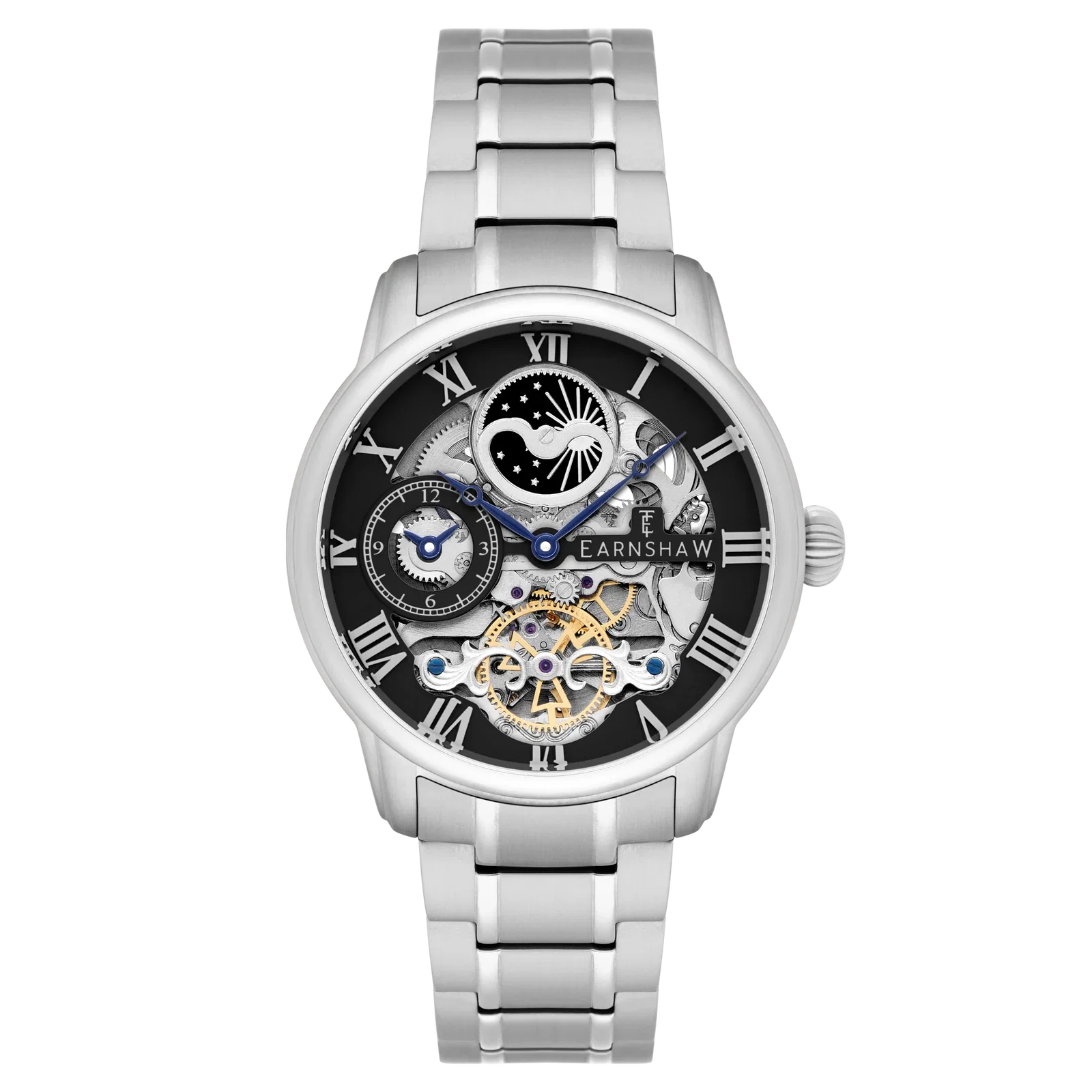 Image of Thomas Earnshaw Men's 44mm Longitude Automatic Moonphase Skeletonized Bracelet Watch