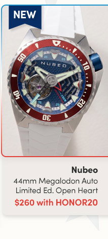 NB-6136 Nubeo | Men's 44mm Megalodon Automatic Limited Edition Open Heart Rubber Strap Watch