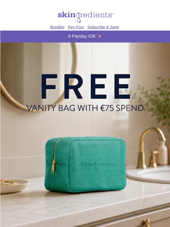 Free Vanity Bag when you spend €75!