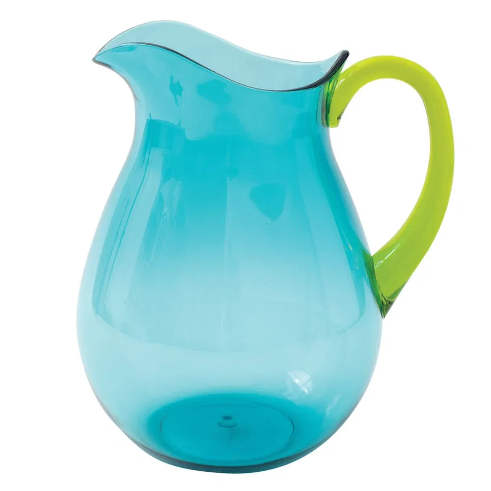 Image of Turquoise Acrylic With Green Handle Ttop Acrylic Pitcher - 64 Oz