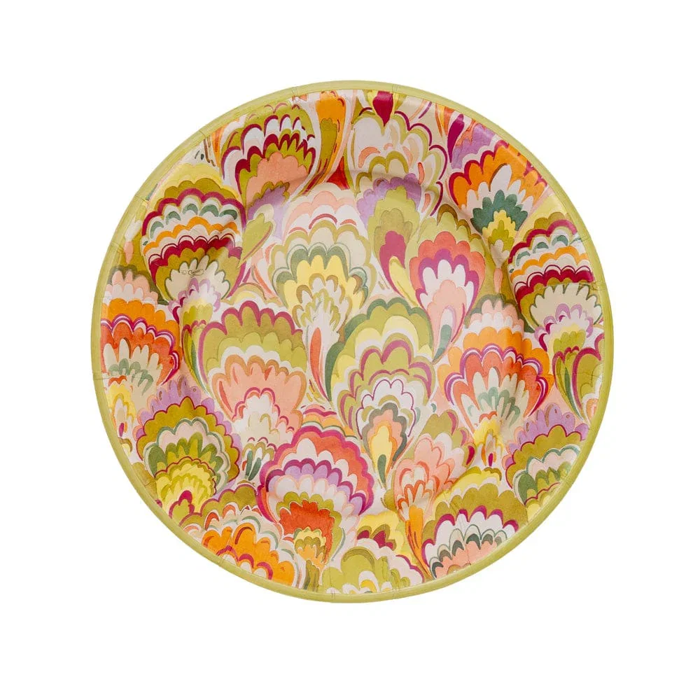 Image of Marbled Ceramica Rspbrry/Chartreuse Salad/Dessert Plates
