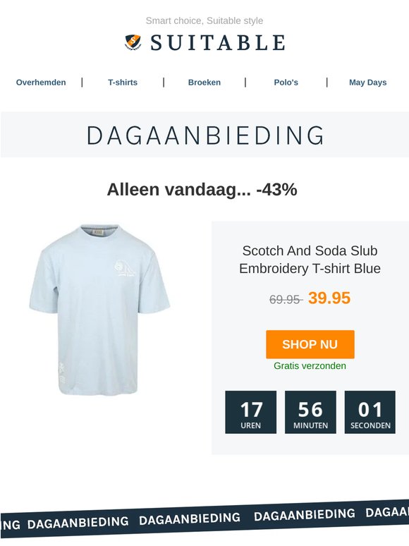 Alleen vandaag: Scotch And Soda Slub Embroidery T-shirt Blue