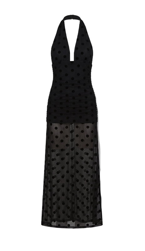 Hot Right Now Polka Dot Maxi Dress Black