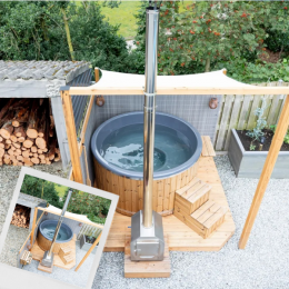 Houtgestookte hottub Extern - rond - 4-6 personen - Grijs