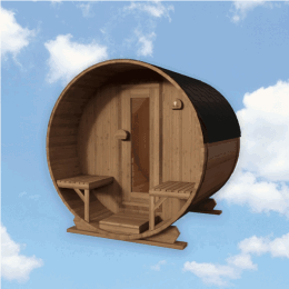 Thermowood elektrische barrelsauna met voorportaal - 2 personen