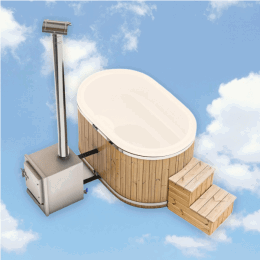 Houtgestookte hottub Extern - ovaal - 2 personen - Wit
