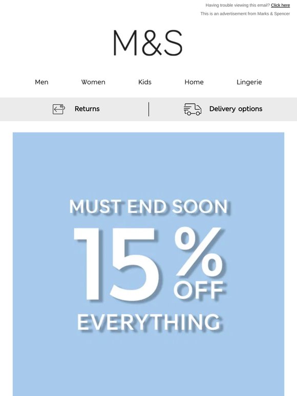 15% off everything 🚨