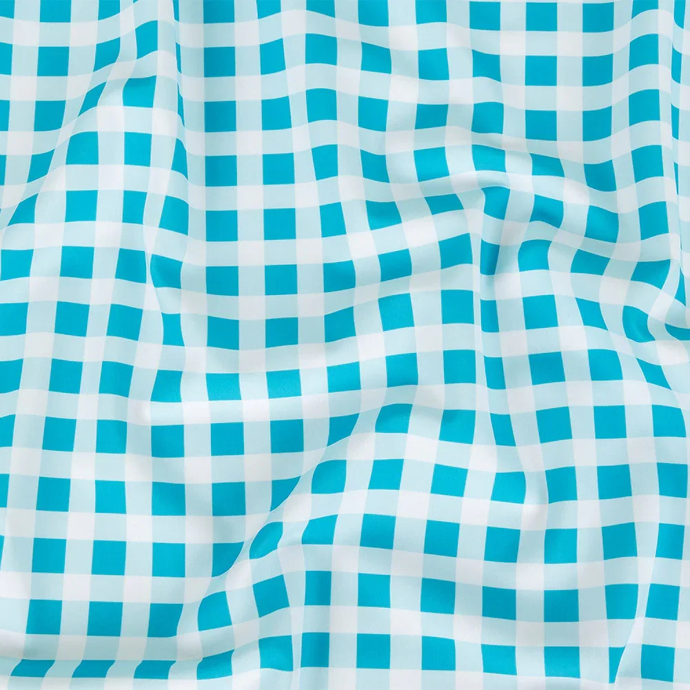 Image of Compression Swimwear Tricot, UV Protective with Aloe Vera Microcapsules - Blue and White Checkered - Caye Collection