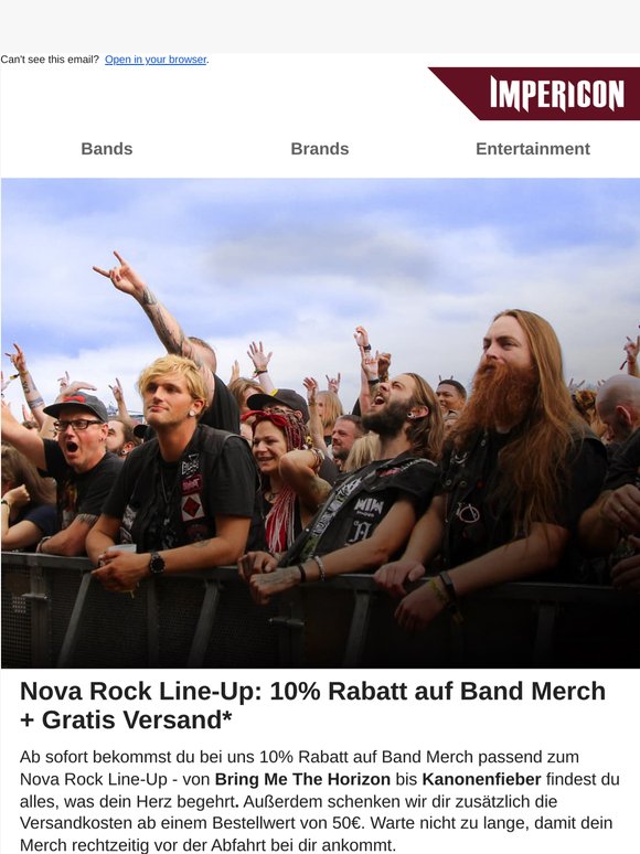 💥 Nova Rock Line-Up: 10% Rabatt + Gratis Versand