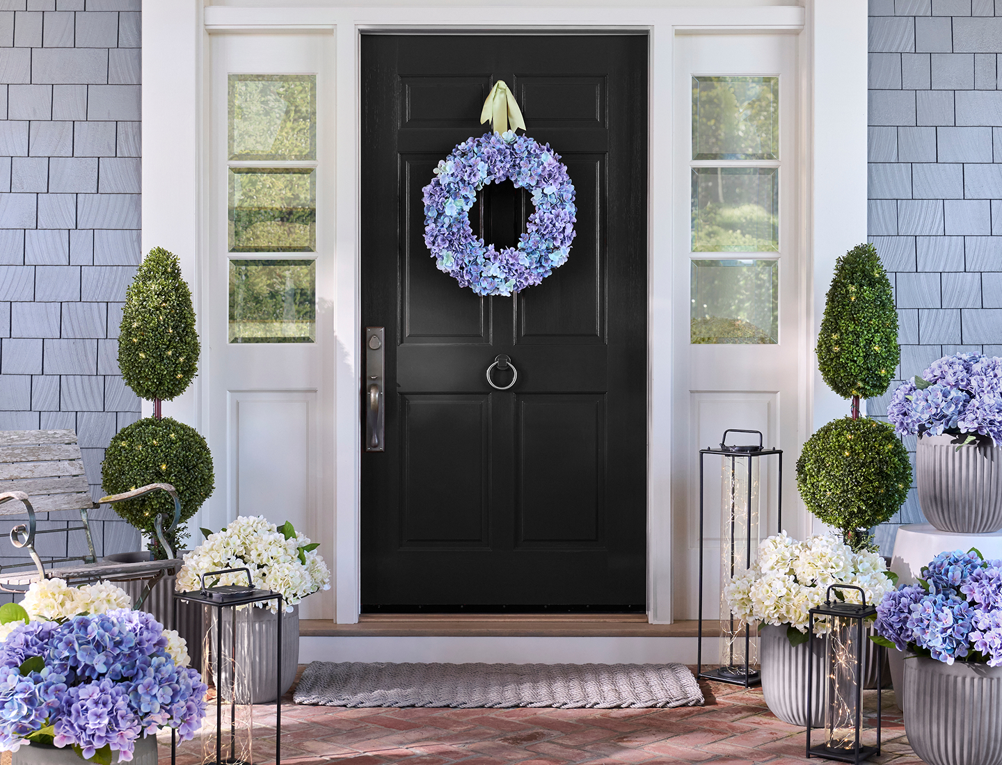 Outdoor Purple Hydrangea Harmony Artificial Spring Wreath