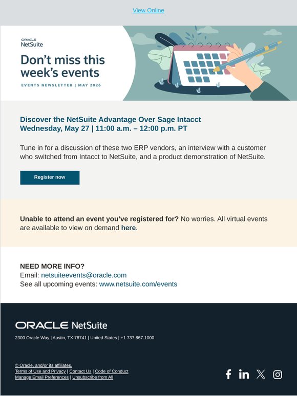 This week: Discover the NetSuite advantage over Sage Intacct