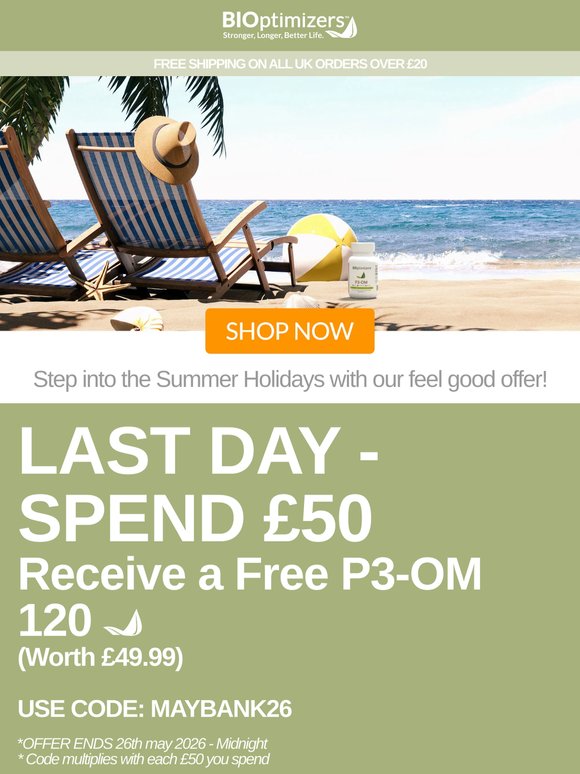 LAST DAY for FREE P3-OM with Orders Over £50