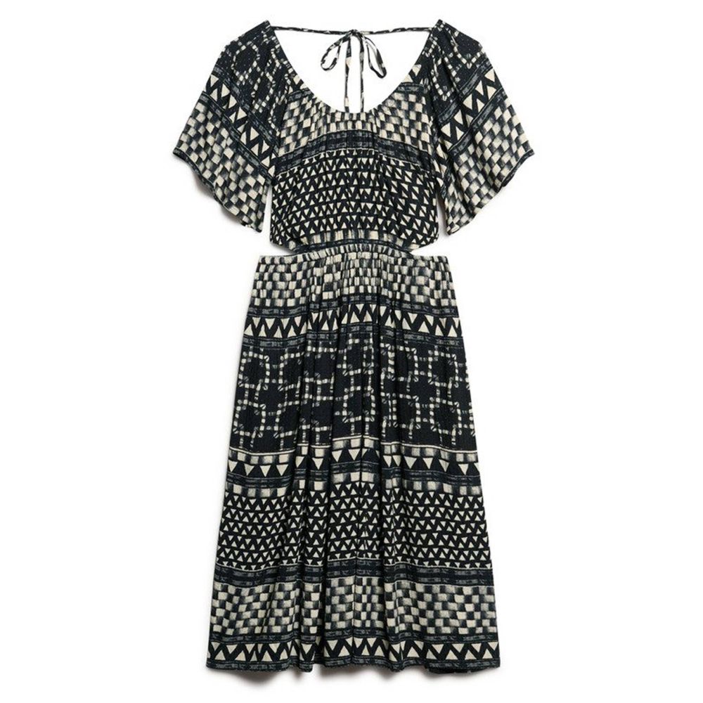 Image of Superdry Shirbori Layer Mono Cut Out Midi Dress