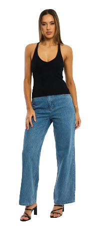 Black V-neck Top