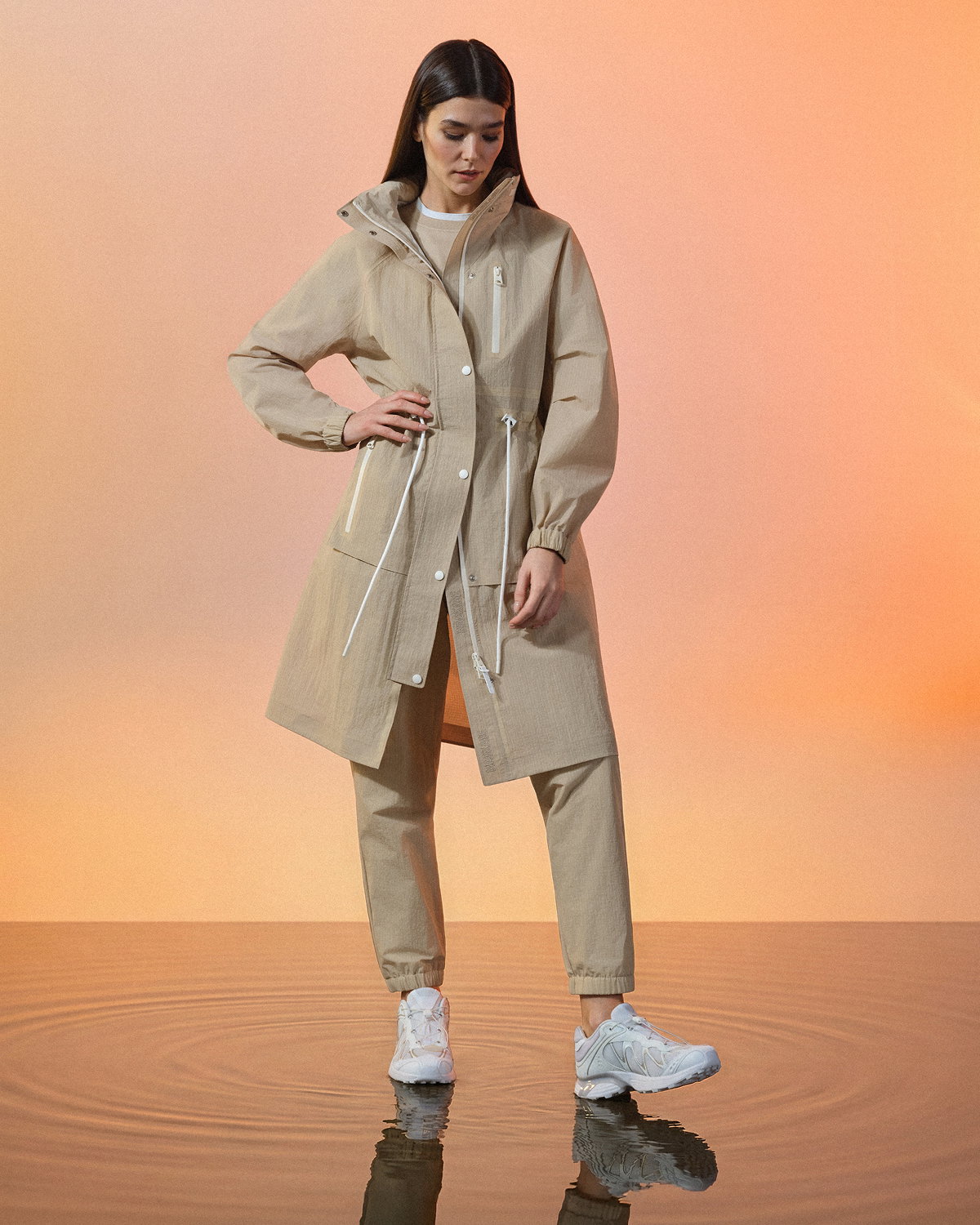 MAKAYLA Knee-Length Seam-Sealed Rain Jacket