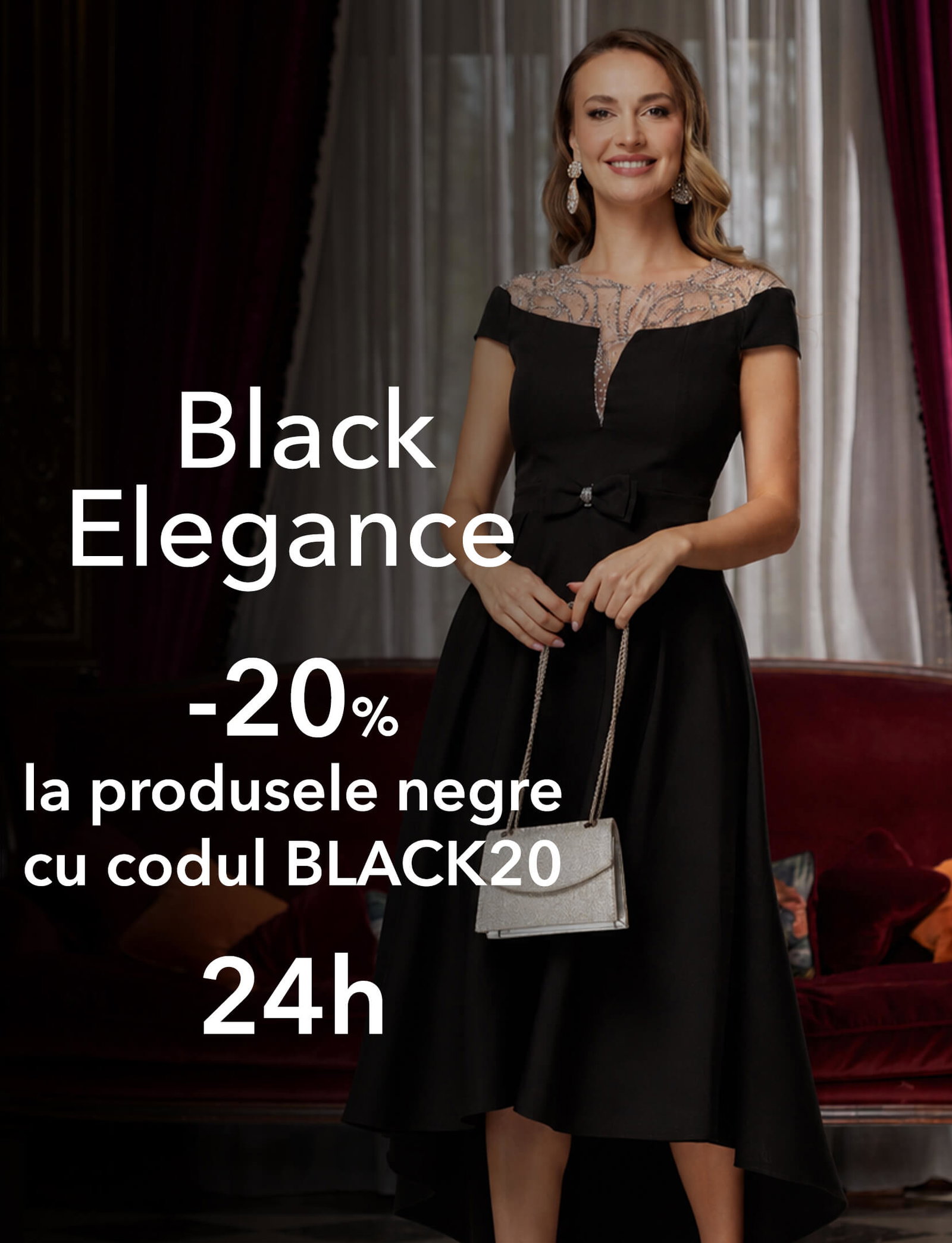 black elegance -20% la produsele negre cu codul BLACK20