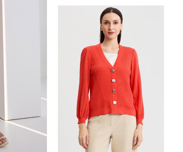 Heritage Pointelle Ribbed Soft Knit Cardigan