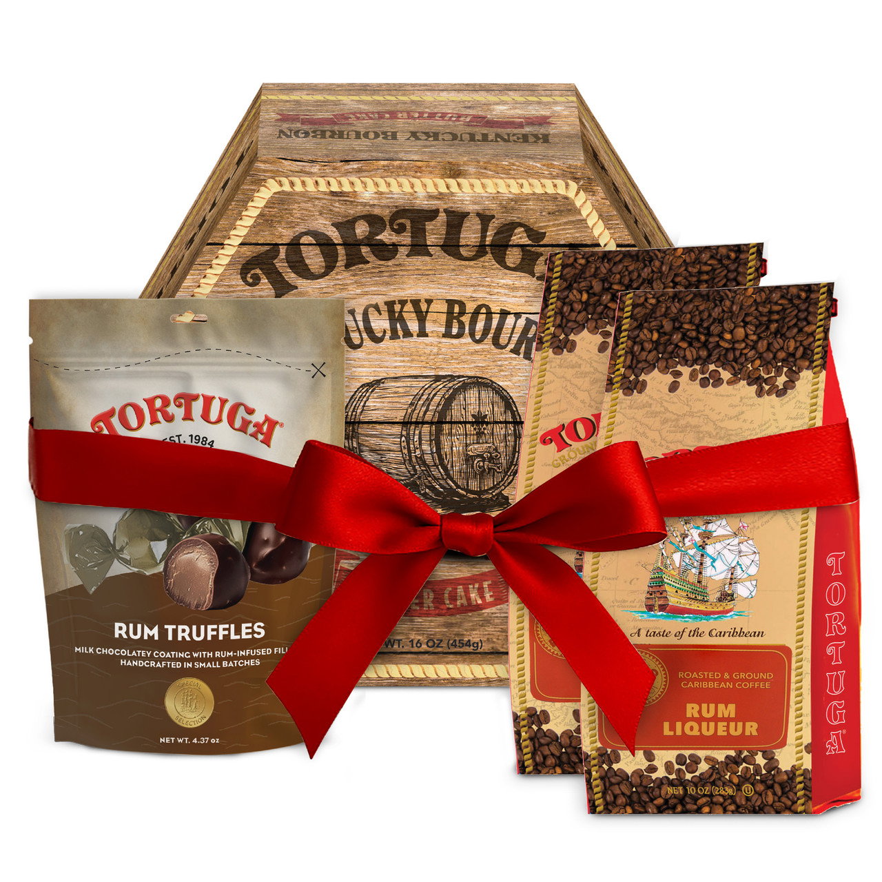 Image of Gift Bundle - Rum Truffles + 16oz Kentucky Bourbon Butter Cake + Rum Liqueur Coffee