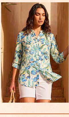 Blue Floral Longline Overshirt