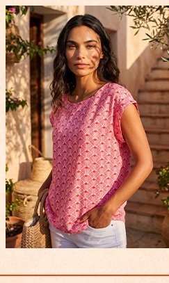 Pink Geometric Print Shell Top