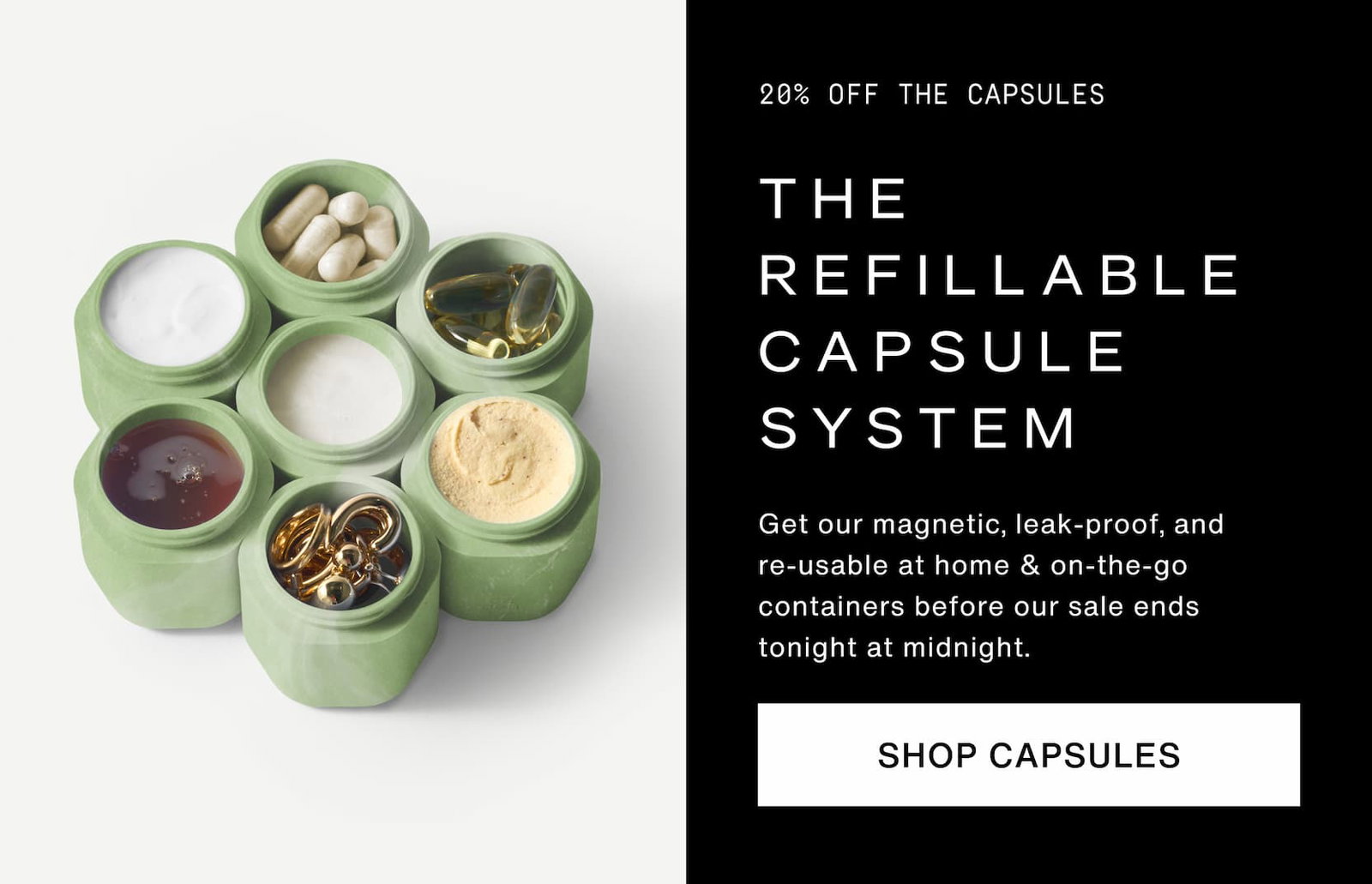 Click to shop The Capsule System. The refillable Capsule System. Image of Capsules filled.