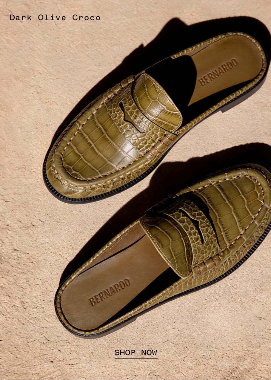 Tilda Mule Loafer Dark Olive Croco