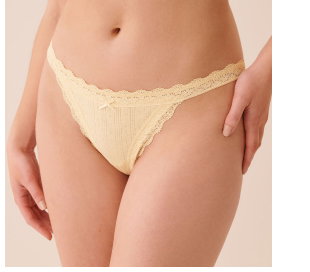 Lace Trim Pointelle String Panty