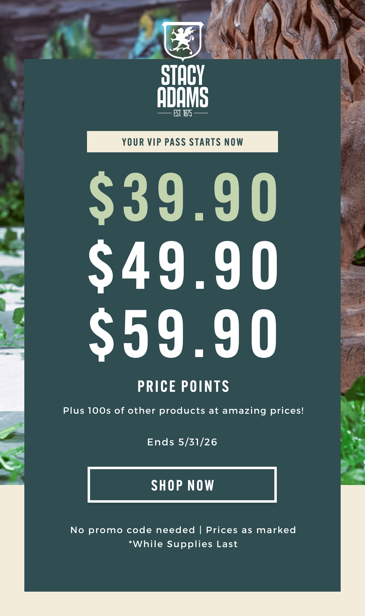 Your VIP pass starts now. $39.90, $49.90, and $59.90 price points + No promo code needed.