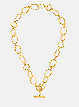 Stainless Steel Molten Link T-Bar Necklace