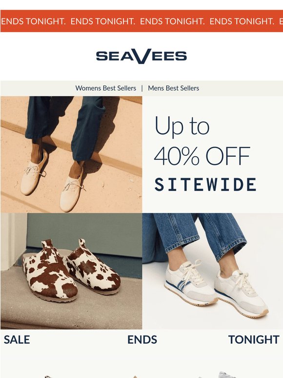 Up to 40% Off Ends Tonight