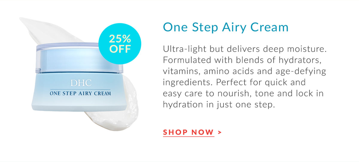 One Step Airy Cream nourishes, tones and locks in hydration.