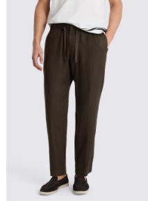 Brown Linen Drawstring Trouser
