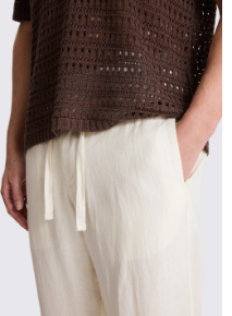 Off-White Linen Drawstring Trousers