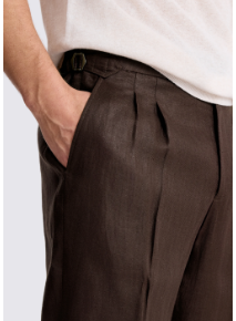 Burgundy Linen Pleated Trousers