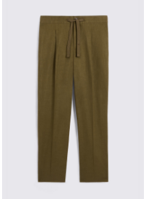Khaki Linen-Blend Beach Trousers