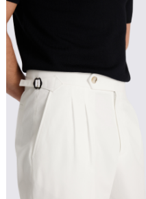 White Cotton Pleated Trouser