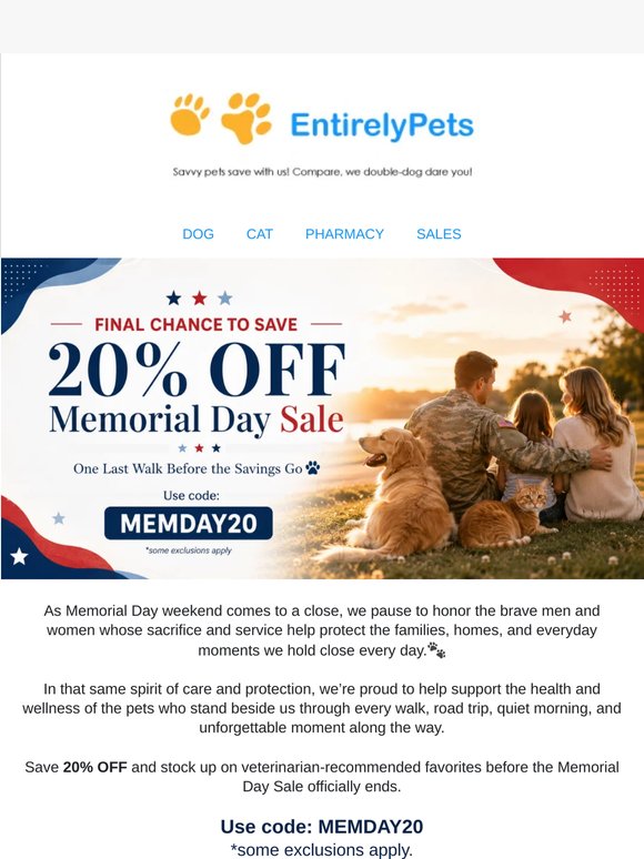 Last Chance for 20% OFF Pet Wellness Essentials 🐾🐶😺