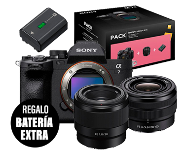 Pack Fnac Cámara EVIL Sony ILCE-7 Mark IV Body + Objetivo FE 28-60mm + 50mm + Batería extra
