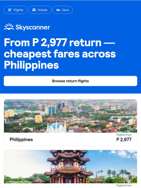 Return flights from only P 2,977