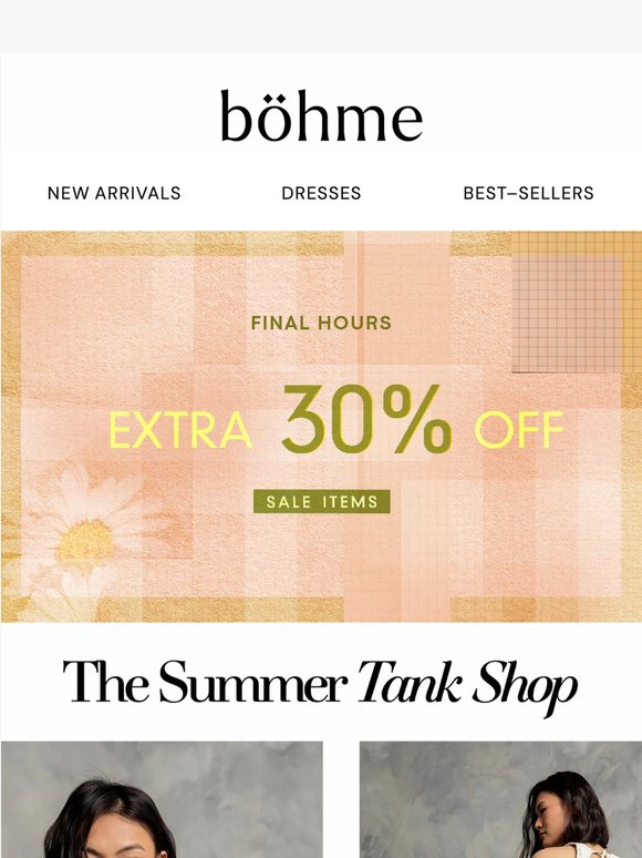 Extra 30% off ends TONIGHT