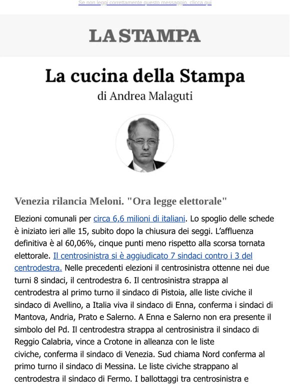Venezia rilancia Meloni. "Ora legge elettorale"